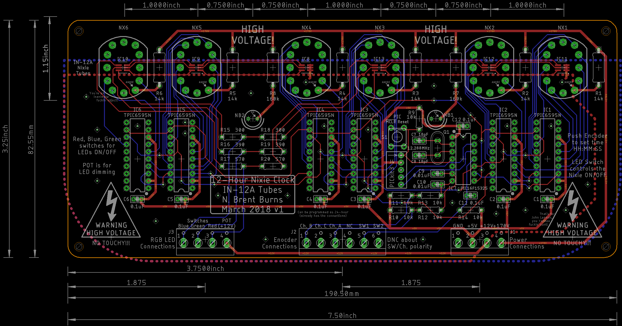 Nixie Tube Clock Circuit - PCB Design