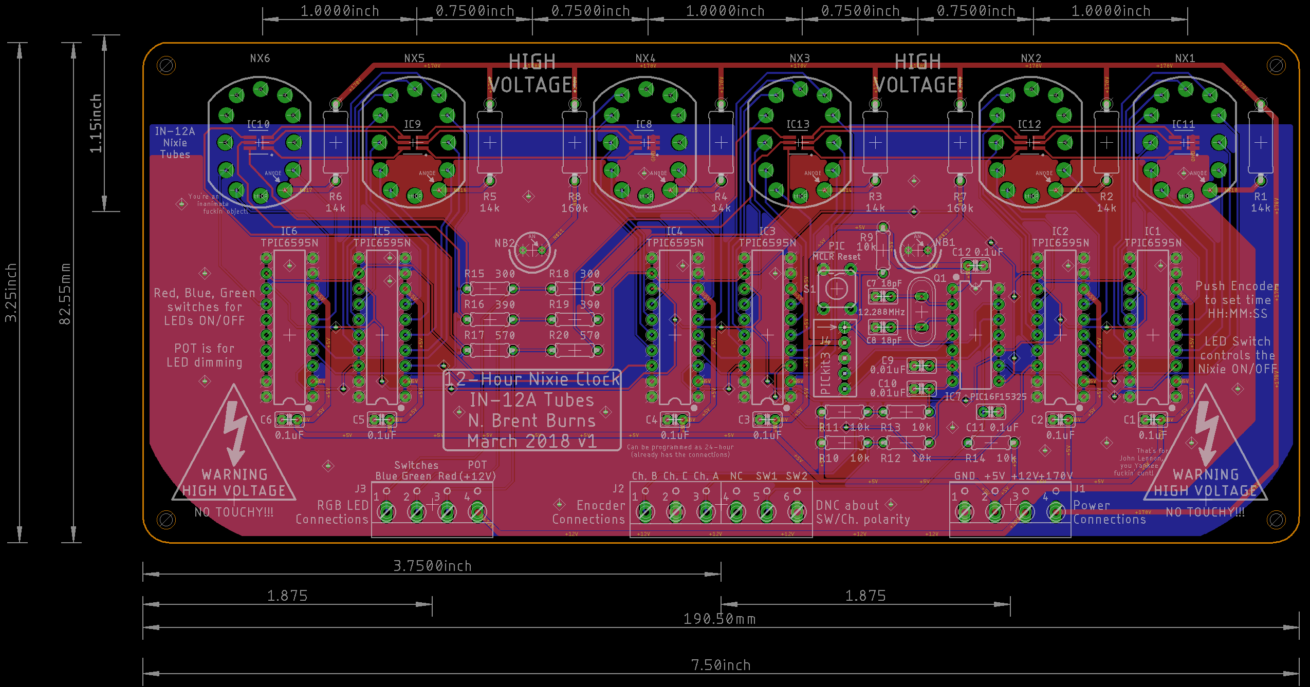 Nixie Tube Clock Circuit - PCB Design